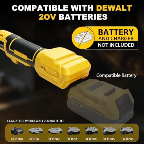 3/8" Electric Ratchet Wrench, Compatible with DEWALT 20V MAX Batteries | 74 Ft-Lbs Brushless Cordless Ratchet, Variable Speed Power, Tool with 1/2" & 1/4" Adapters, Battery and Charger Not Included - size: Standard