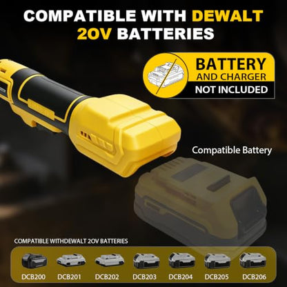 3/8" Electric Ratchet Wrench, Compatible with DEWALT 20V MAX Batteries | 74 Ft-Lbs Brushless Cordless Ratchet, Variable Speed Power, Tool with 1/2" & 1/4" Adapters, Battery and Charger Not Included - size: Standard