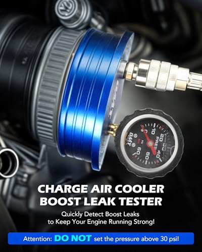 Orion Motor Tech Charge Air Cooler CAC Boost Leak Tester with 4" 3.5" 3" Billet End Caps, Aluminum CAC Pressure Tester with 150 psi Regulator Extension Line US & EU Air Fittings for Class 7 & 8 Trucks