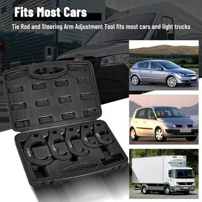 5 Piece Tie Rod Adjusting Tool Set, Tie Rod and Pitman Arm Adjusting Tool Kit Suitable for The vast Majority of Passenger Cars and Light Trucks
