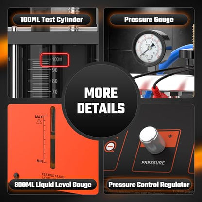 Fuel Injector Cleaner Tester Machine, 13 Test Modes 110V Ultrasonic Fuel Injector Cleaner Kit with Heating, 4-Cylinder Auto Fuel Injector Tester for Diesel Gasoline Car Motorcycle