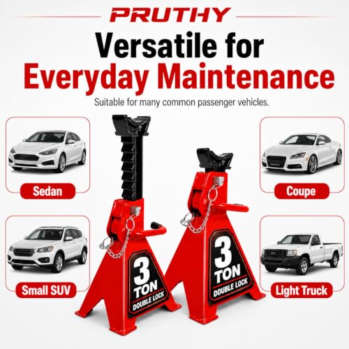 Jack Stands, 3 Ton (6,000 lbs) with Double Locking Pins Capacity Car Jack Stand, Adjustable Height for Lifting SUV Pickup Truck Car and UTV/ATV Heavy Duty Steel Car Lift, 1 Pair Red - color: Red