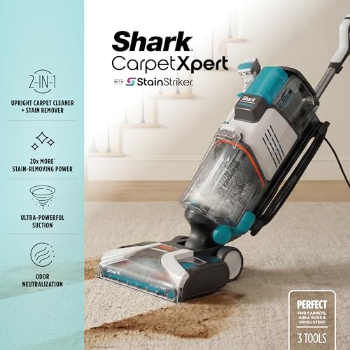 Shark CarpetXpert | Upright Carpet, Area Rug & Upholstery Cleaner | Carpet Shampooer with StainStriker Handheld Tough Stain Eliminator | Removes Tough Stains & Odors | 3 Cleaning Tools | White | EX201 - style: CarpetXpert + StainStriker