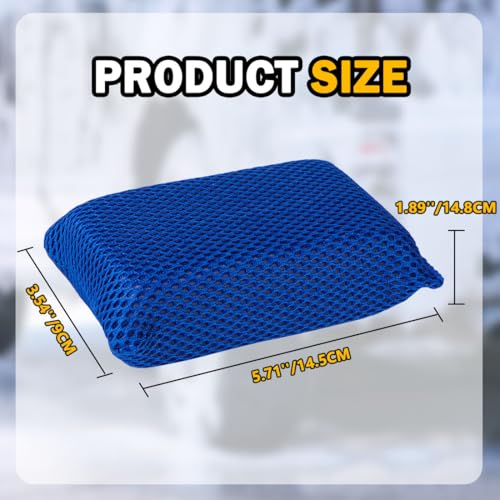 AIDEA Car Wash Sponge 6PK, Microfiber Large Bug and Tar Remover for Cars | Non Scratch Reusable Mesh Car Wash Sponges, Blue, 5.71*3.54*1.89 inch