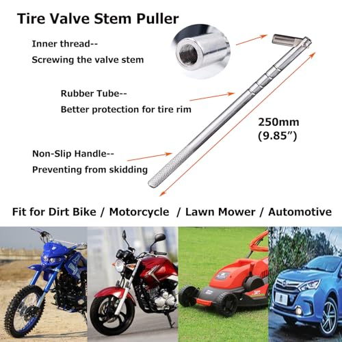 Dr.Roc Tire Valve Stem Puller Tools Set –1 x Valve Stem Installer, 10 x Brass and Ozone Resistant EPDM Snap-in Tire Valve Stem with Valve Cores (6 x TR412,4 x TR413), 1 x Valve Core Remover