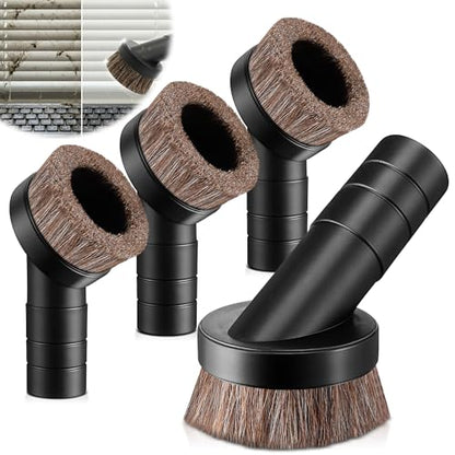 Feekoon 4 Pack 1.5" Vacuum Dust Brush Attachment Compatible with ProTeam Backpack Vacuum Cleaner Parts # 100110-3" Dust Brush W/Reducer 1-1/2", Soft Horse Hair for Detailed Dusting