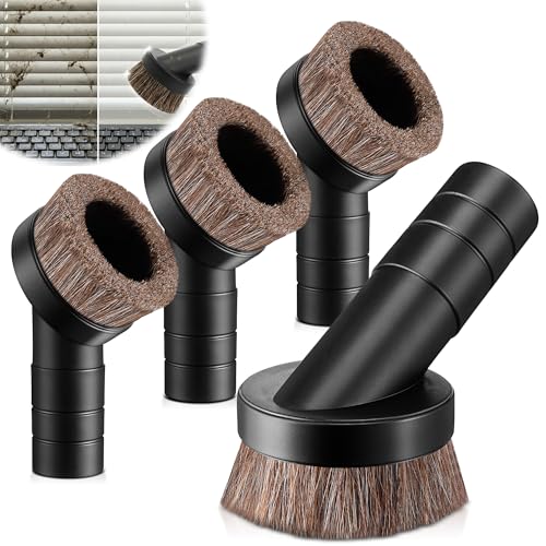 Feekoon 4 Pack 1.5" Vacuum Dust Brush Attachment Compatible with ProTeam Backpack Vacuum Cleaner Parts # 100110-3" Dust Brush W/Reducer 1-1/2", Soft Horse Hair for Detailed Dusting