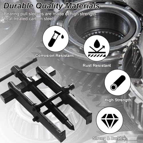 2 Jaws Bearing Puller 5-Piece Set, 2'' 3'' 4'' 6'' 8" Adjustable Two Jaw Puller Remover Tool, Carbon Steel Pump Removing Kit for Wheel, Bearings, Gears, Motorcycle