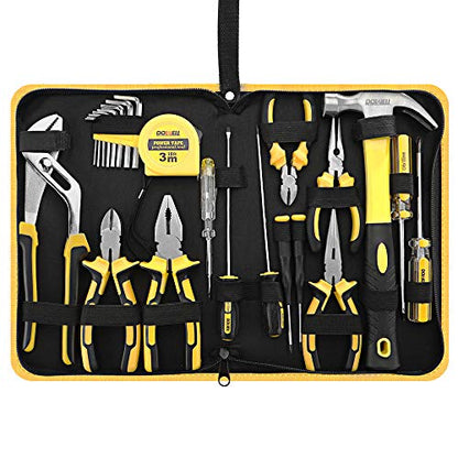 DOWELL 24 pcs Homeowner Tool Set, Home Repair Hand Tool Kit | with Portable Zipper Tool Bag - size: 24PCS