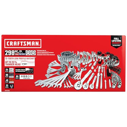 CRAFTSMAN Mechanics Tool Set, 298 Piece Hand Tool and Socket Set SAE/Metric (CMMT12139)