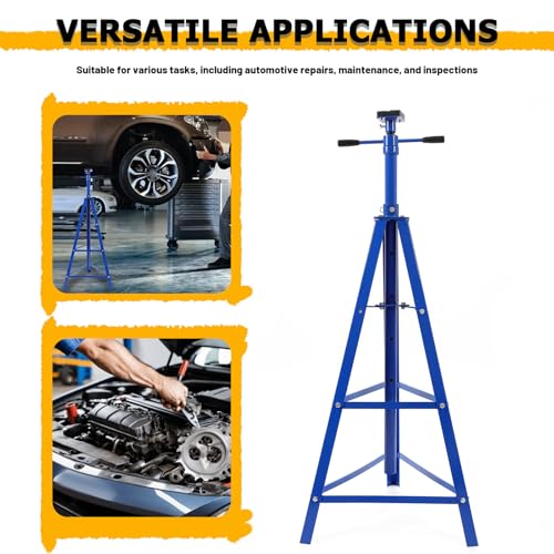 KUAFU Adjustable Under Hoist Tripod Stand, 4500 LBS Load Capacity, 2 Ton | High Lift Jack Stand Reach Under Hoist Stand for Repair Shops, Garages and DIY, 58.35"-81.18" Steel Powder Coated Blue - size: Blue
