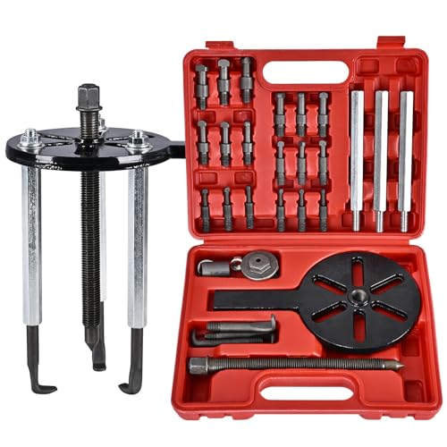 Bearing Puller Kit, Inner Hole 3-Jaw Puller with Curved Hook and Steel Collet Multi-Function Bearing Removal Tool