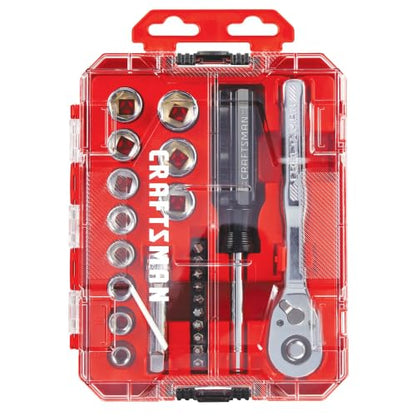 CRAFTSMAN Mechanics Tool Set, 24 Piece, 3/8 Inch Drive Metric, 90-Tooth (CMMT12111) - style: NEW Metric