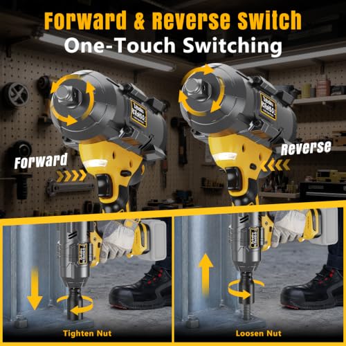1600Ft-lbs 3/4" Cordless Brushless High Torque Impact Wrench | Compatible with DEWALT 20V Battery, Heavy Duty, 3-Speed & 2 LED Lights & RSS, For Car & Truck & RV & Rusted Bolts, Bare Tool