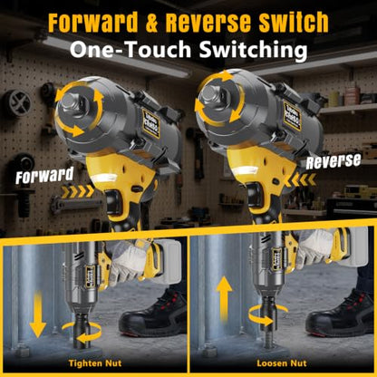 1600Ft-lbs 3/4" Cordless Brushless High Torque Impact Wrench | Compatible with DEWALT 20V Battery, Heavy Duty, 3-Speed & 2 LED Lights & RSS, For Car & Truck & RV & Rusted Bolts, Bare Tool