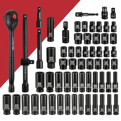 LLNDEI 112 Piece Ratchet Wrench Tool Set 1/2" Drive with SAE and Metric 6/12 Point Sockets Set, Mechanic Tool Kit with Bits, Combination Wrench universal joint adapter - color: 112 Pcs 1/2" Drive Sockets Set 6/12 Point