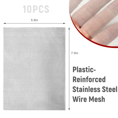 10 PCS Plastic Welding Mesh, 5.9 x 7.9inch Reinforcing Stainless Steel Wire Mesh Screen for Thermoplastic Repairs, Non-Rusting Car Bumper Repair Woven Wire Cloth Weld Kit