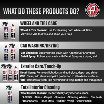 Adam's Essential Car Wash Kit (17-Item) - Auto Detailing Car Care Cleaning Kit with Foam Gun & Bucket Car & Truck Lovers, Dads, Moms and DIYers - style: Essential (17-Item)