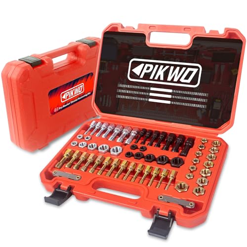 61Pcs Thread Chaser Repair Kit, Rethread Repair Tool, UNC UNF & Metric Thread Restorer Set with Thread Pitch Gauge