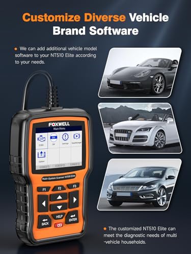 FOXWELL NT510 Elite fit for Honda Acura OBD2 Scanner, Bidirectional Full System Engine ABS TCM SRS Diagnostic Scan Tool, All Reset Crankshaft Relearn Oil EPB TPS ABS Bleeding, Code Reader, Free Update
