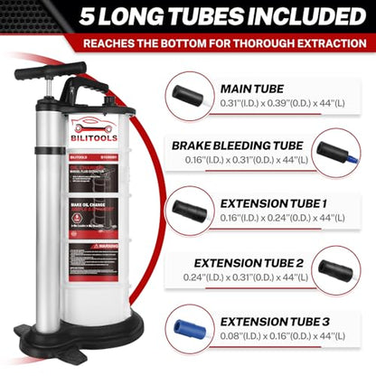 BILITOOLS 9L Manual Oil Extractor Pump for Automotive Engine Oil Change | 2.4 Gallon Automotive Oil Vacuum Pump Fluid Extractor Hand Pump for Boat Marine Jetski ect. - size: Manual