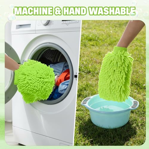 48 Pack Car Wash Mitt Bulk Microfiber, 10'' x 8'' Chenille Car Wash Mitt Gloves, Scratch Free Double Sided No Lint No Marks for Truck SUV and All Vehicle Surfaces (Lime Green) - color: Lime Green