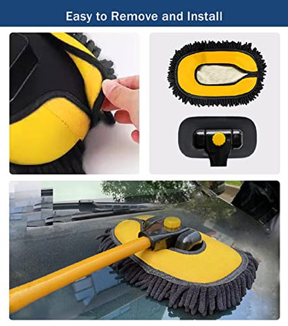 YeewayVeh Car Wash Brush Replacement Cover, Soft Microfiber Car Wash Mop Head Compatible with 15° Curved Pole Long Handle Cleaning Brush Mop, Yellow - color: Chenille Yellow