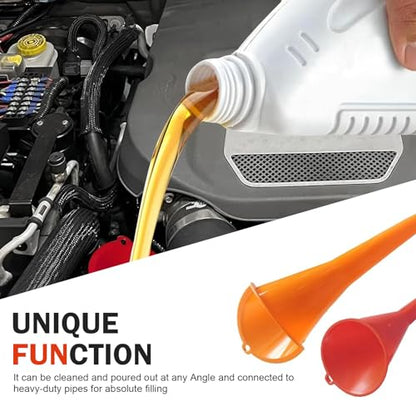 2 PCS Long Neck Oil Funnel, Portable Anti-Spill Plastic Wide Mouth Funnel, Multi-use for Fuel Coolant Engine Oil Adding, Universal for Most Cars Suvs Trucks(Red)