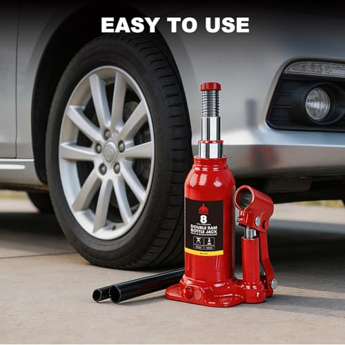 Jack Boss Bottle Jack 8 Ton (16,000 LBs) Hydraulic Car Jack, Fit for Auto Truck Repair and House Lift, AS80802X - size: 8T-double ram
