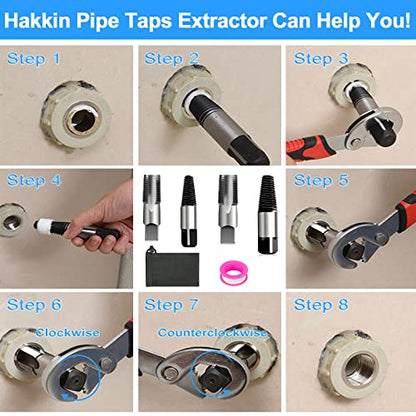 4 Pcs 1/2" - 3/4" Water Pipe Extractor NPT Taps Set, Water Pipe Triangle Valve Repair Kit, Manual Broken Pipe Remover Thread Repair Tool with Storage Case Bonus a Pipe Seal Tape, Carbon Steel - size: B 1/2" - 3/4"