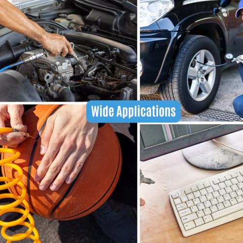 1/4-Inch Quick-Connect Air Compressor Accessory Kit with Coiled Hose | Blow Gun, Tire Gauge, Air Chuck, Coiled Hose, Quick-Connect Fittings, Tire Inflation, Cleaning and Workshop Use