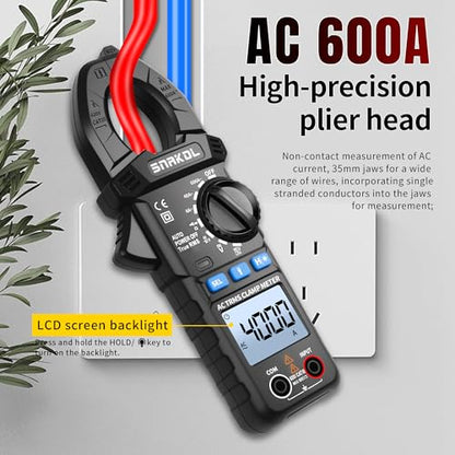 Digital Multimeter Tester 4000 Counts Amp Clamp Meter with 35mm Jaws for AC/DC Voltage and AC Current Meter, Resistance, Diode Capacitance, Continuity, Frequency, Thermocouple, NCV Auto-Ranging - style: 4000 Counts Upgraded
