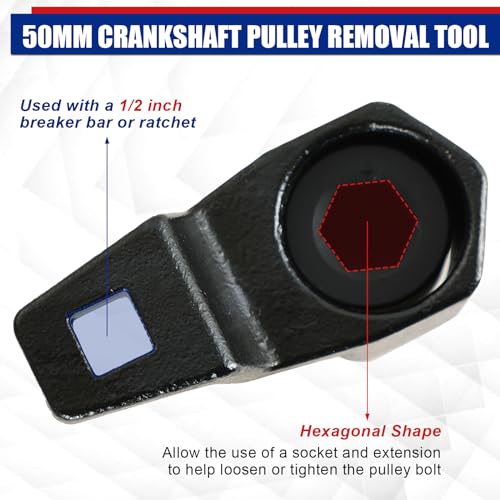 NYXOVA 19 mm Harmonic Balancer Socket and 50mm Crankshaft Crank Pulley Wrench Holder, Crankshaft Pulley Removal Tool Compatible with Acura Engines