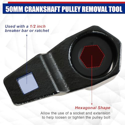 NYXOVA 19 mm Harmonic Balancer Socket and 50mm Crankshaft Crank Pulley Wrench Holder, Crankshaft Pulley Removal Tool Compatible with Acura Engines