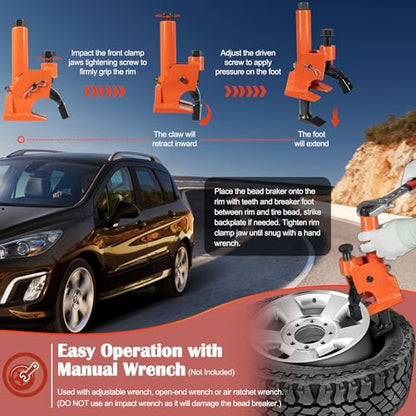 Manual Tire Bead Breaker with Rubber Pad Protector, 38"-42" Tires Changer Tool, Heavy-Duty Tire Bead Removal Tool Fits for Tires of ATVs, UTVs, Tractors, Trucks, Cars, RV, Golf Cart, Bus, Motorcycles