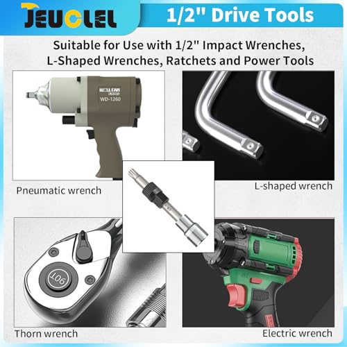 1/2"Dr M10 Alternator Wrench, 33 Teeth Alternator Pulley Socket Drill Bit, 10mm x 12mm Tip Alternator Decoupler Pulley Tool Socket for Precision Installation and Removal of Automotive Pulleys