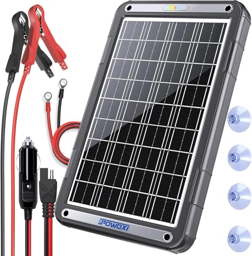 POWOXI 12V Solar Car Battery Charger: 15W Solar Trickle Charger Maintainer with MPPT Controller for Car - RV Boat Marine Motorcycle - Solar Panel Kit for Automotive Trailer Truck Snowmobile Tractor - size: MPPT Pro-15W