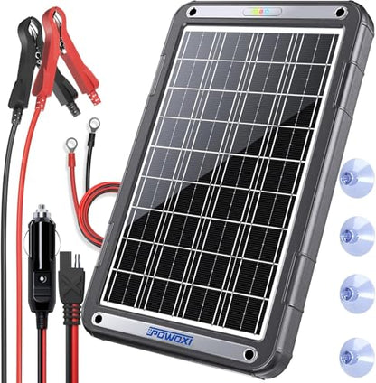 POWOXI 12V Solar Car Battery Charger: 15W Solar Trickle Charger Maintainer with MPPT Controller for Car - RV Boat Marine Motorcycle - Solar Panel Kit for Automotive Trailer Truck Snowmobile Tractor - size: MPPT Pro-15W
