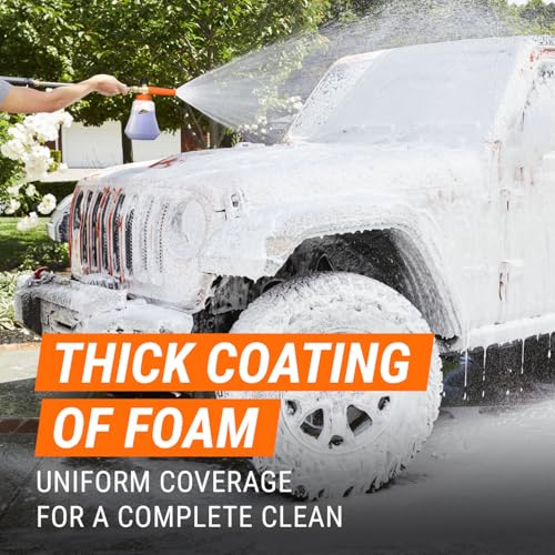 Armor All 2-in-1 Foam Cannon Kit for Garden Hoses and Power Washers | 3-piece car washing kit with 40-ounce reservoir, marked fill lines, and compatibility with 500 to 3,500 PSI units - size: 1 Count (Pack of 1), style: Foam Cannon (1 pack)