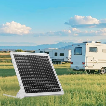 VEVOR 20W 12V Solar Battery Trickle Charger Maintainer, Mono Solar Panel Battery Charger with Built-in MPPT Controller & Adjustable Mount Bracket, IP65 Waterproof for Car Boat RV Trailer House Roof