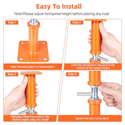 4PCS House Jacks for Leveling Crawlspace 17''-31''Adjustable Floor Support | for Stabilizing Stairs, Decks, Crawlspaces, Uneven Floors,10000 lbs Load Capacity Orange - size: 17''-31''