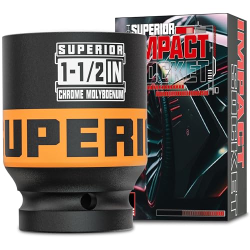 1" Drive Impact Socket, 1-1/2 Inch Deep Socket, SAE Axle Nut Socket, 6 Point, CR-MO, Automotive, Truck Maintenance, Heavy Equipment Repair - size: 1" Drive 1-1/2 Inch Deep