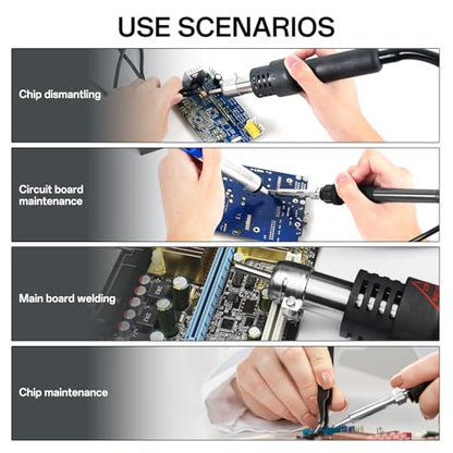 BK701D 700W Soldering Station, 2 In 1 Hot Air Rework & Soldering Iron Station, SMD ESD Safe Solder Station,Electronic Soldering Kit For Mobile Phone Laptop Repair or Circuit Board Soldering - color: Black