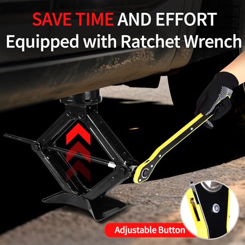 Car Jack Kit 2.5 Ton (5512 lbs),Scissor Jack for Car with Rubber Pad, Equipped with Upgraded Cross Wrench, Portable tire Jack Replacement kit, and SUV MPV car Emergency