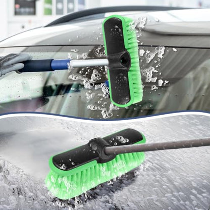 Car Wash Brush Head 10", Soft Bristle Car Cleaning Brush Srub Brush Attachment for Extension Pole, Outdoor Cleaning Tool for Window, Wall, Floor, Deck, Patio （4 Pack） - size: 4 Pack