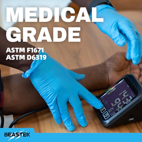 Beastek Blue Nitrile Exam Gloves, 4 Mil Disposable Powder-Free Latex-Free Medical Food Safe Cooking Cleaning Gloves, 100 Pcs - color: Medium (Blue)