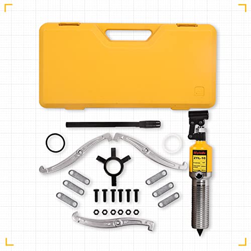 Hydraulic Gear Puller, 10 Ton Hydraulic Puller Kit Bearing Puller with Case 2 or 3 Jaws Bearing Hub Separator Hydraulic Puller Separator Tool for Pulling Hubs, Bearings, Gears, ZYL-10 - size: 10 Ton