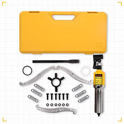 Hydraulic Gear Puller, 10 Ton Hydraulic Puller Kit Bearing Puller with Case 2 or 3 Jaws Bearing Hub Separator Hydraulic Puller Separator Tool for Pulling Hubs, Bearings, Gears, ZYL-10 - size: 10 Ton