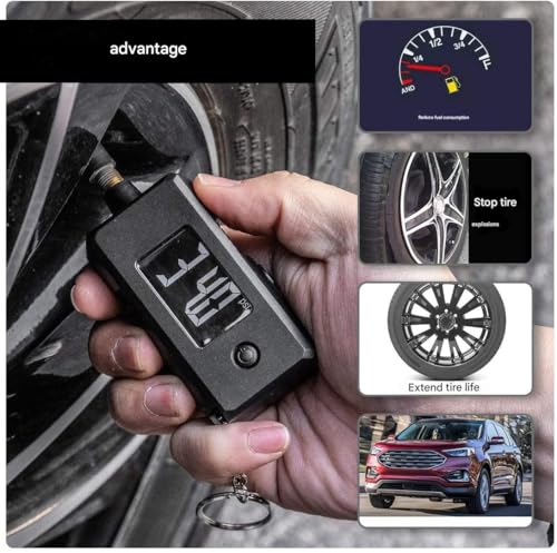 Digital Tire Pressure Gauge Reader and Tread Depth Checker Dual Function Accurate Backlit Display 0-150 PSI for Car Truck Motorcycle Bike