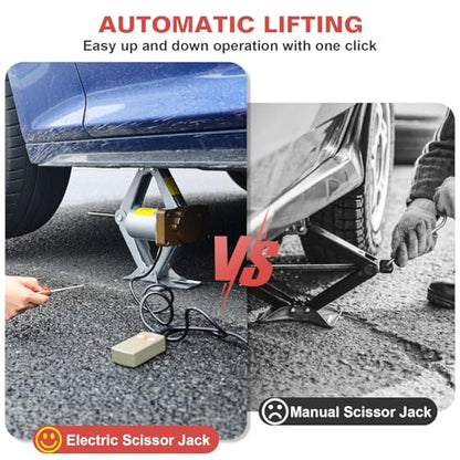 Electric Car Jack 3 Ton Scissor Jack, 12V Electric Portable CarJack, Electric CarJack Kit with Impact Wrench, Scissor Jack for Cars, Electric Floor HydraulicJack for Lifting Cars - size: 3T